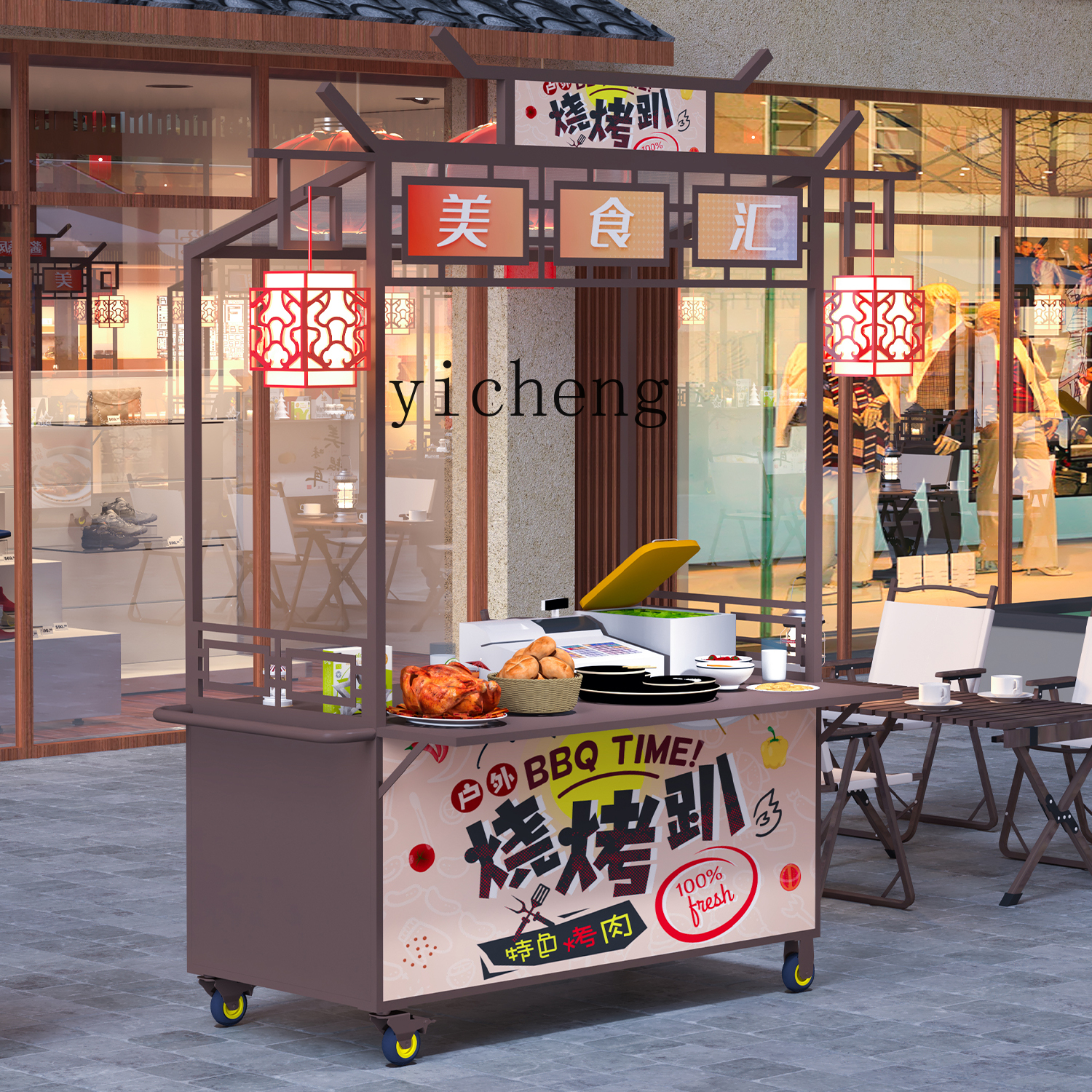 Snacks Food Stall - TWR Handcart Food Street Movable Stall