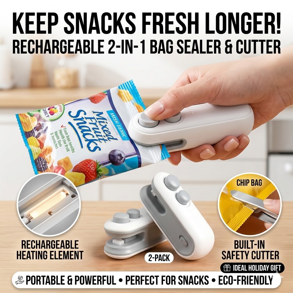 Food Snacks Candy - Mini Portable Snack Bag Sealer, USB