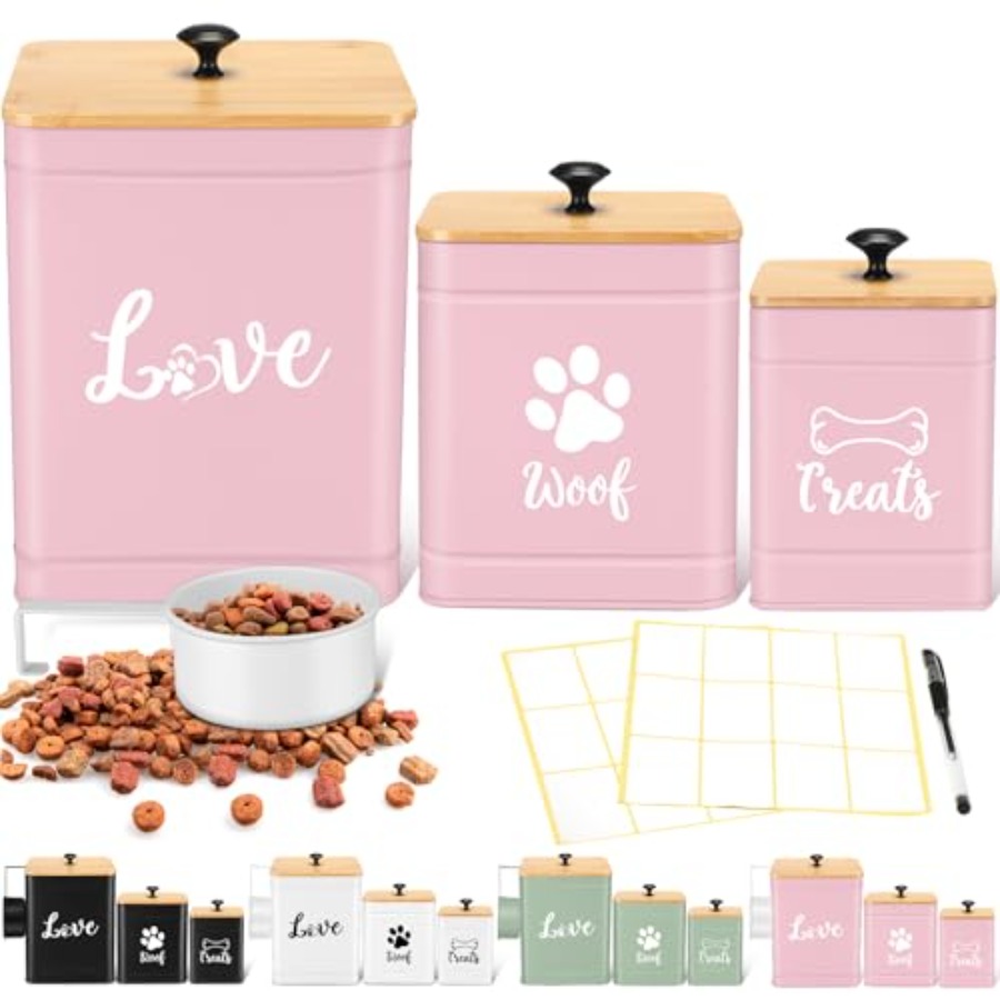 Food Snacks Label - Metal Dog Treat Containers Set of