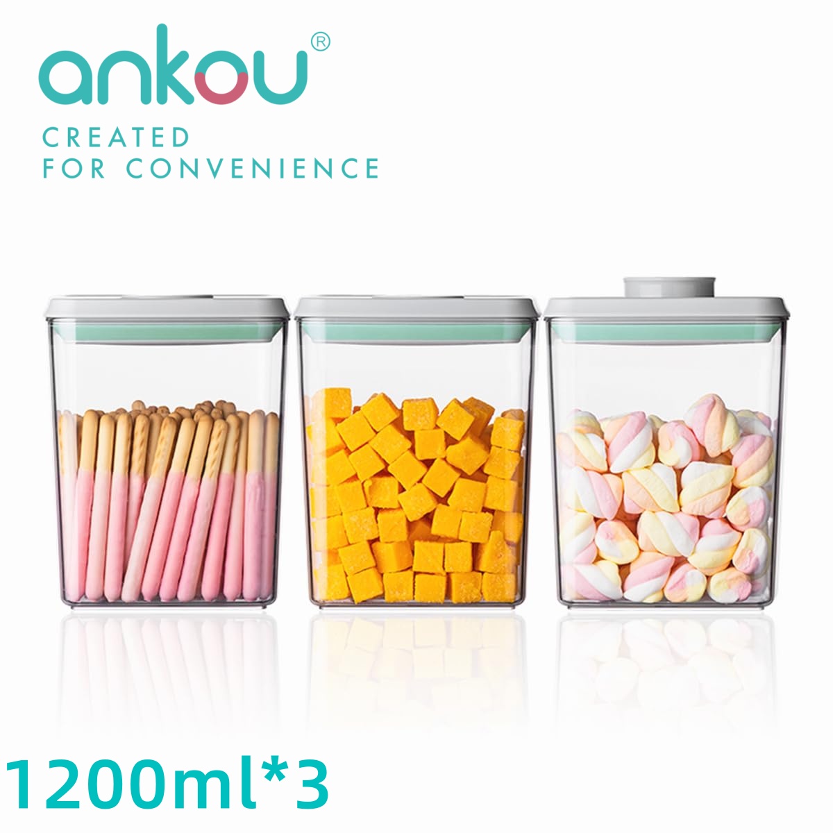 Food Snacks Candy - Ankou 3Pcs 1.2L Pop Airtight Food