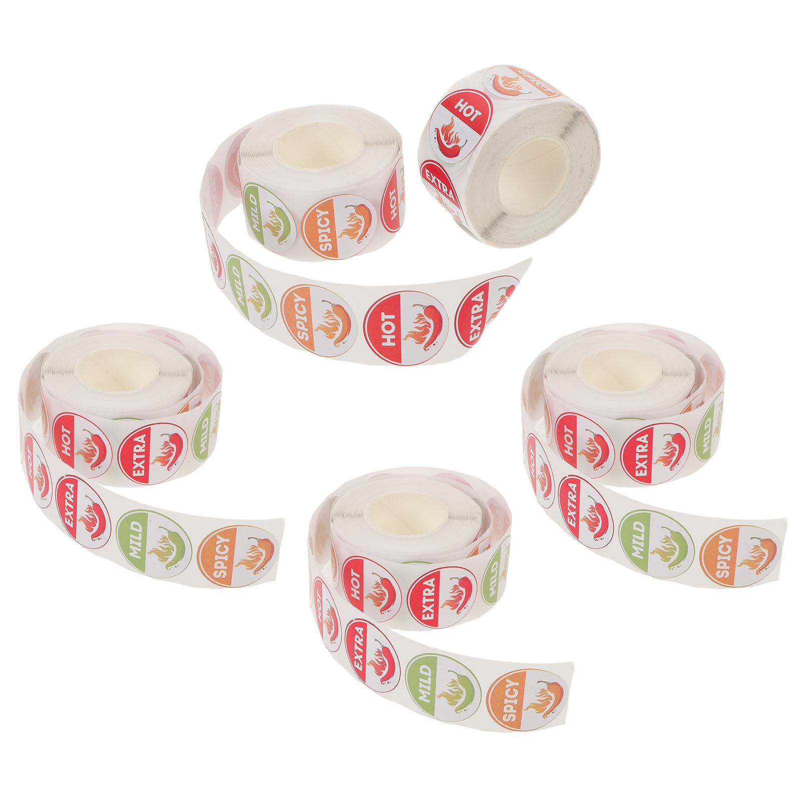 Food Snacks Label - 5 Rolls Round Spicy Hot Stickers