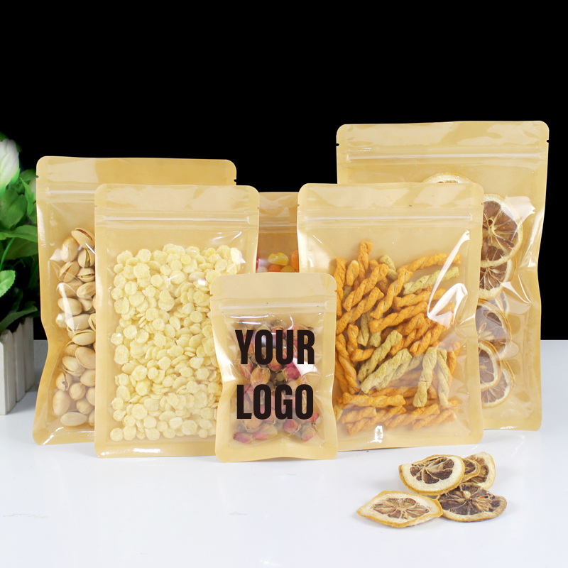 Food Snacks For School - 100pcs Eco-friendly Kraft Paper Stand-Up Bags