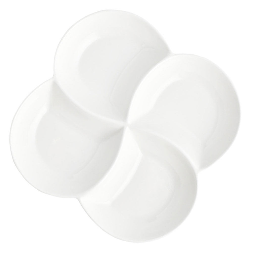 Food Snacks Company - Ceramic Food Plate 4-Compartment Design Smooth