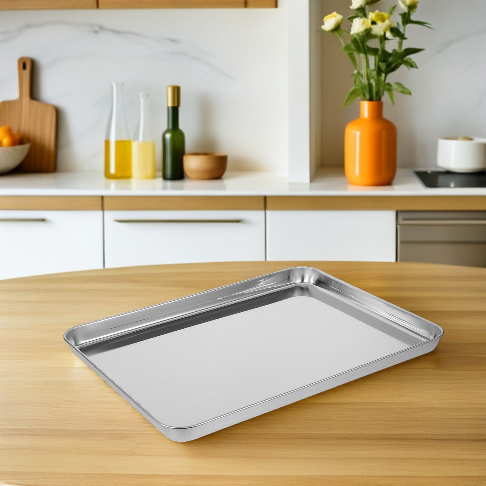 Food Platter Snacks - Polished Stainless Steel Rectangular Platter Heavy