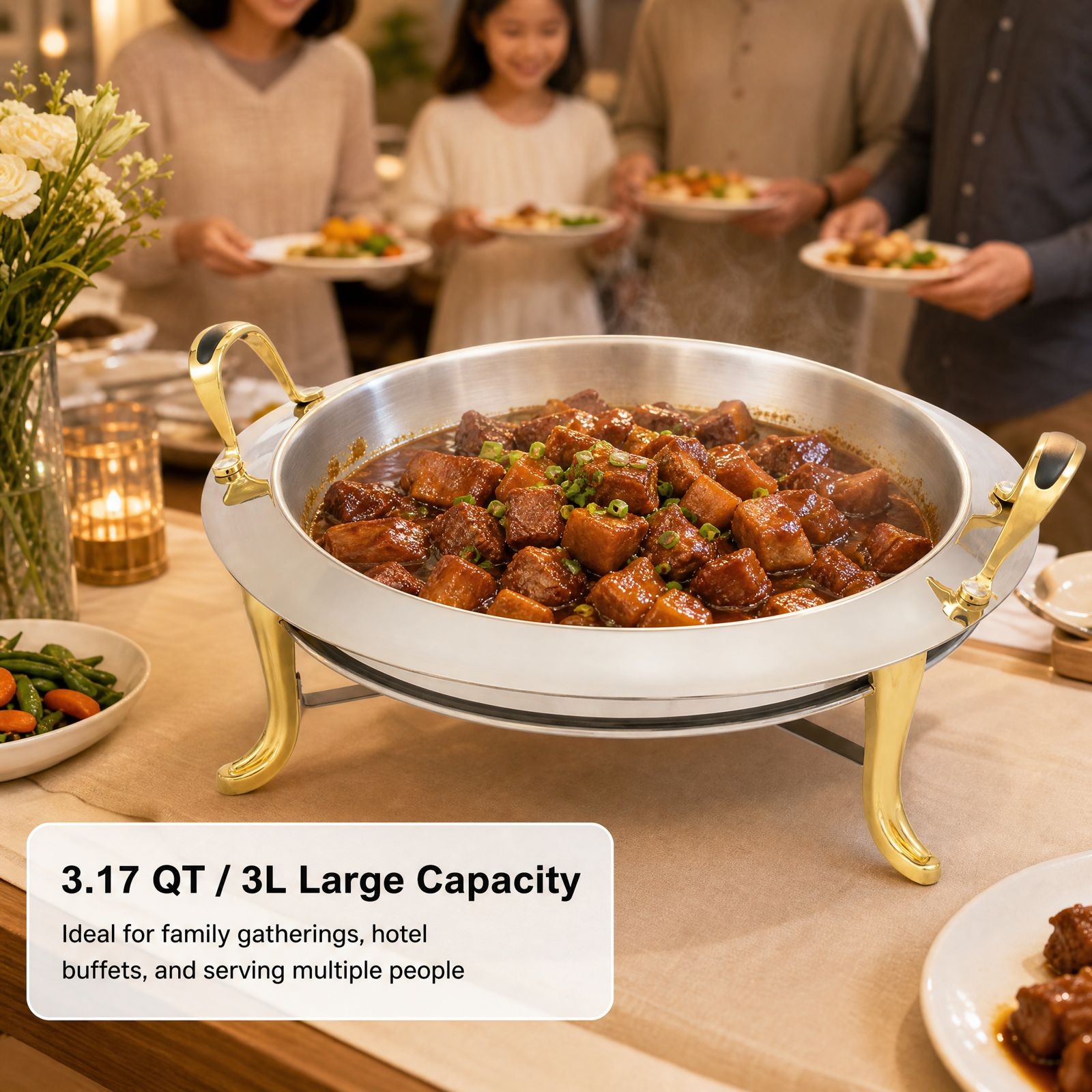 Round Chafing Dish Buffet Set  - Snacks Food Warmer avis et prix