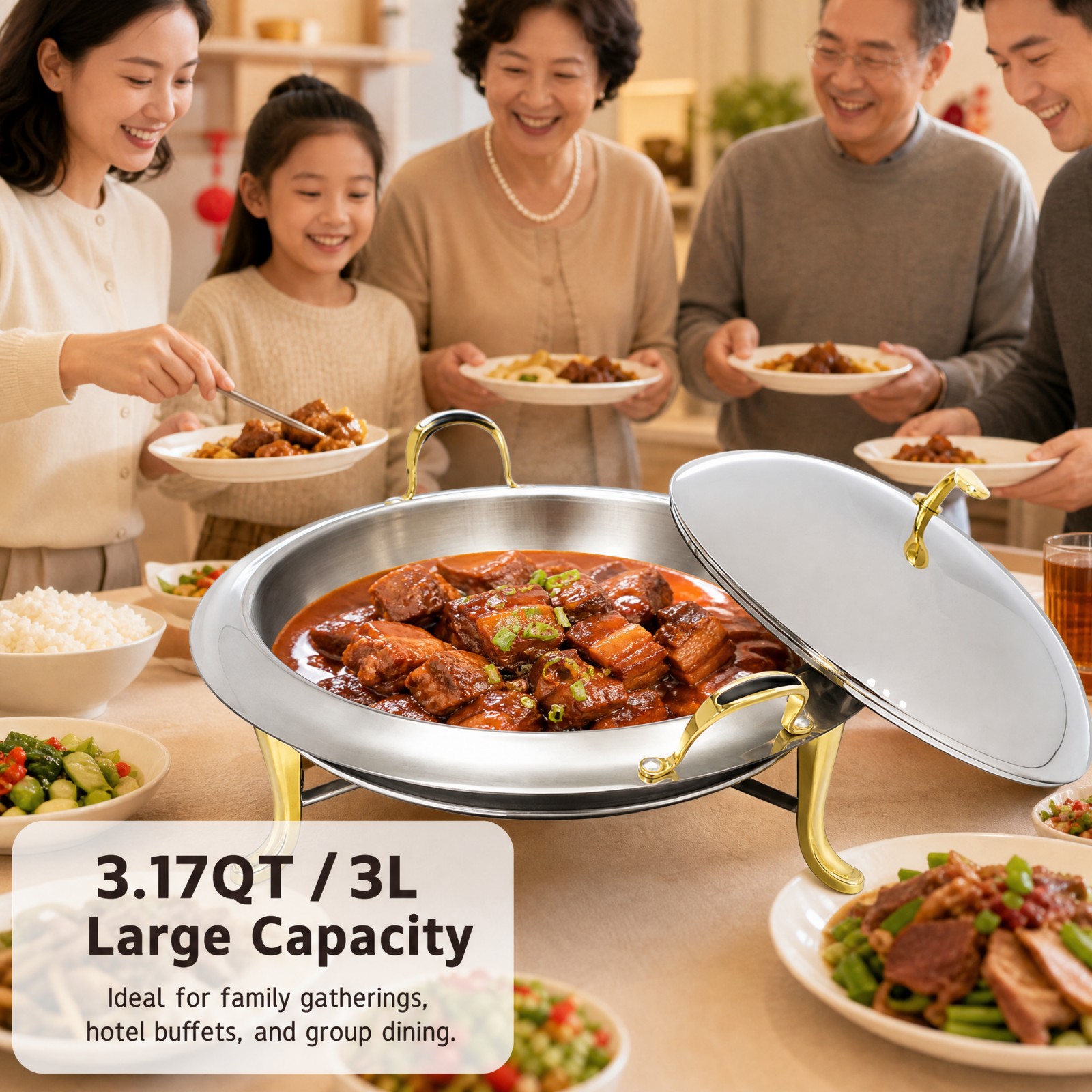Round Chafing Dish Buffet Set  - Snacks Food Warmer avis et prix