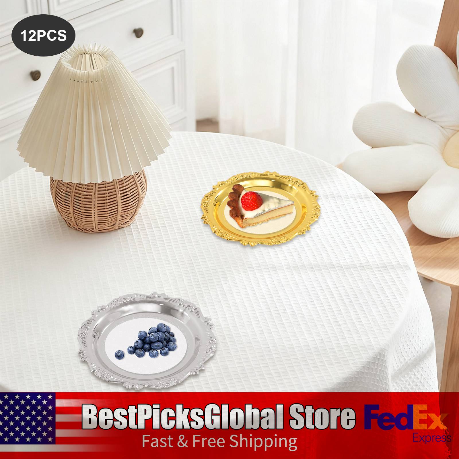 6 PCS Metal Snack Plates Gold/ - Food Snacks Options avis et prix
