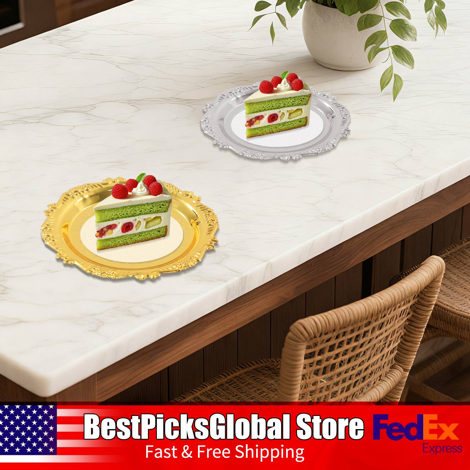 6 PCS Metal Snack Plates Gold/ - Food Snacks Options avis et prix