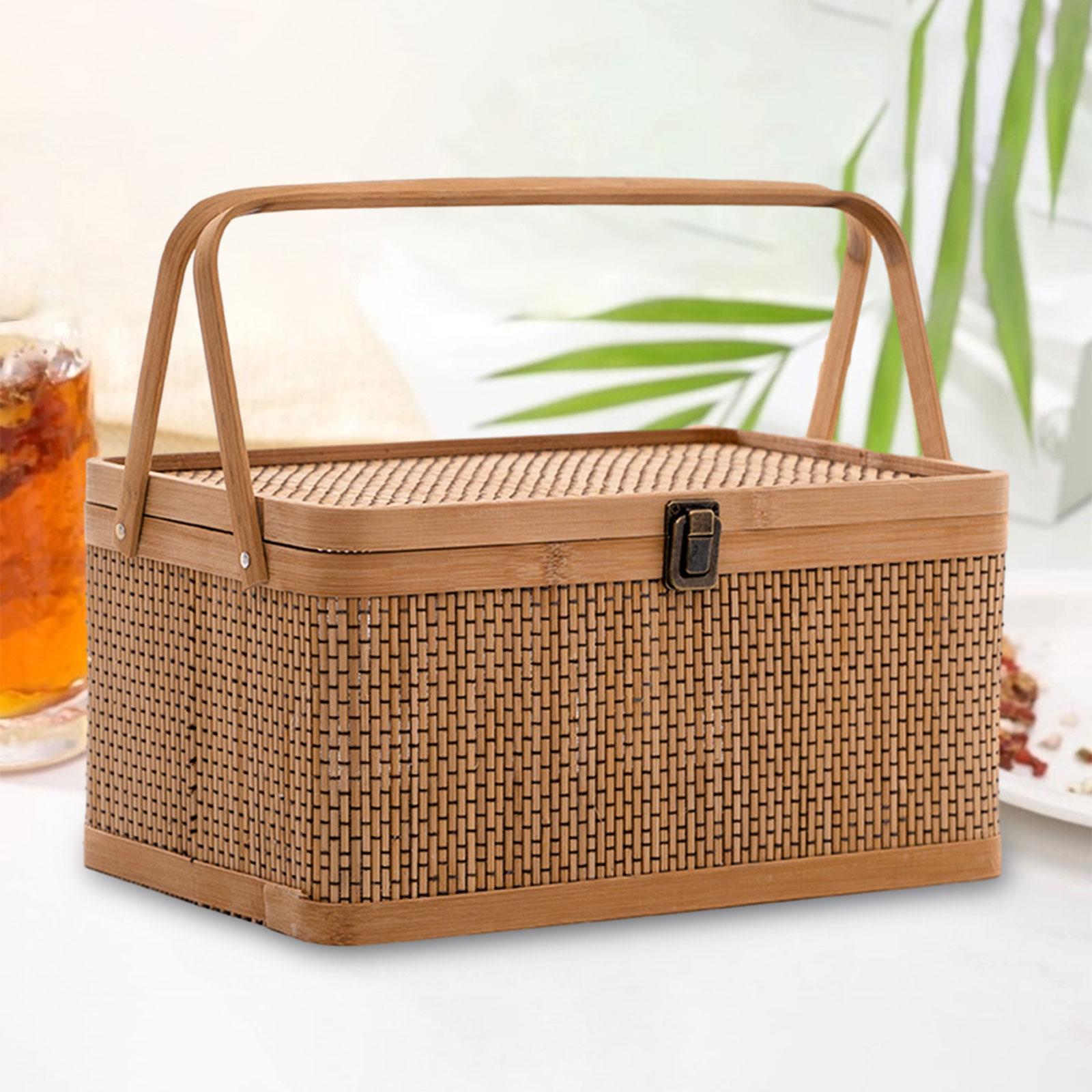 Handcrafted Bamboo Picnic Bask - Food Snacks Hamper avis et prix