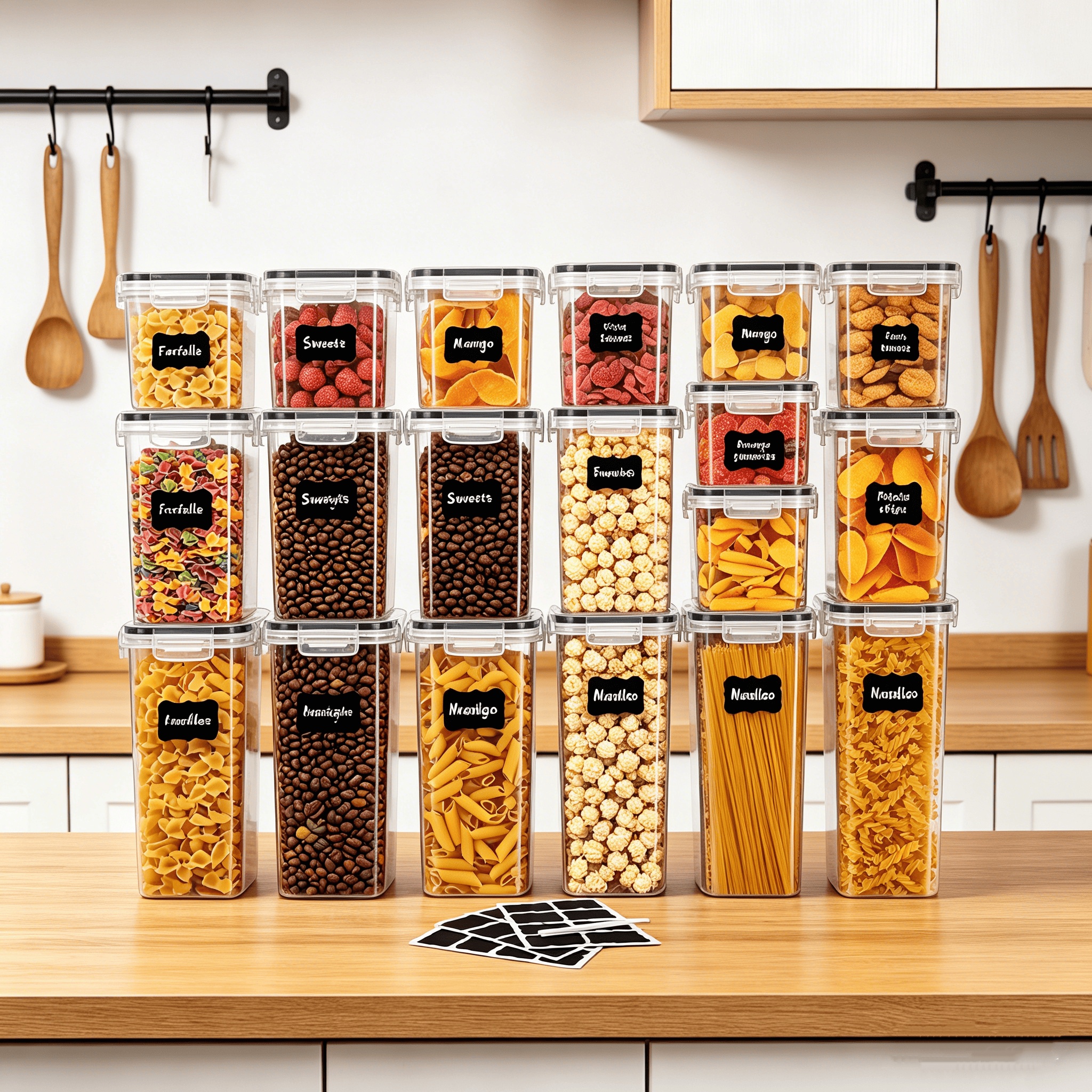 30PCS-Airtight storage bins, m - Food Snacks Label avis et prix