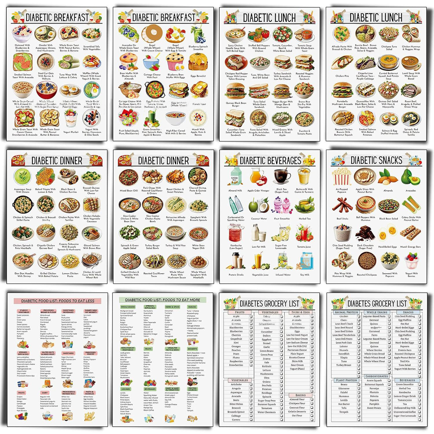 12pcs Diabetic Meal Planner Un - Food Snacks Options avis et prix