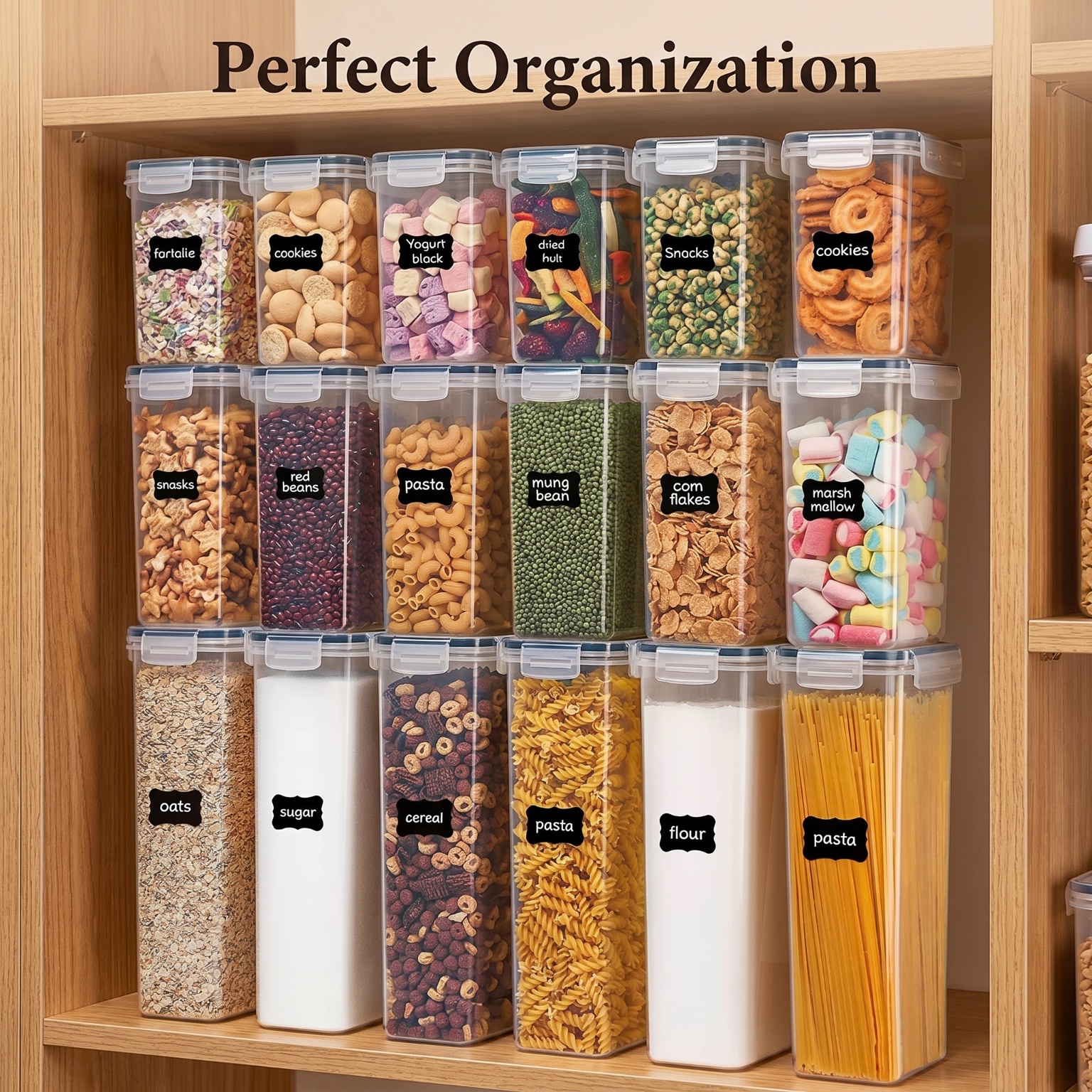 24 Pack Airtight Cereal Storag - Food Snacks Label avis et prix