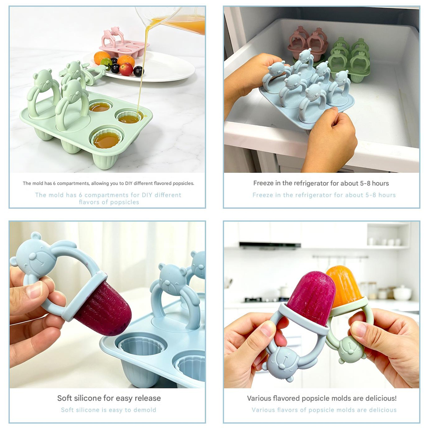 6-compartment silicone bear po - Homemade Food Snacks avis et prix