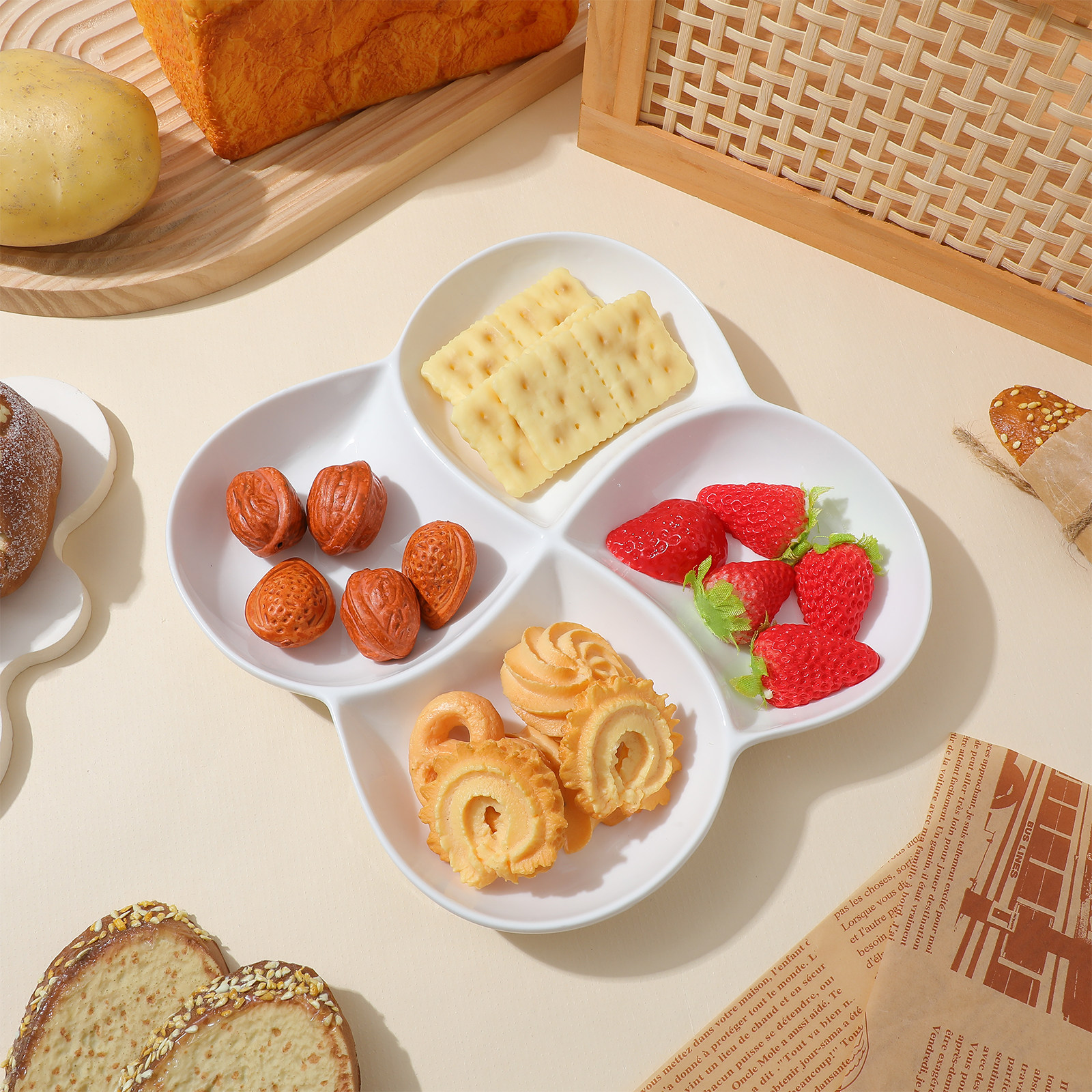 Ceramic Food Plate 4-Compartme - Food Snacks Company avis et prix