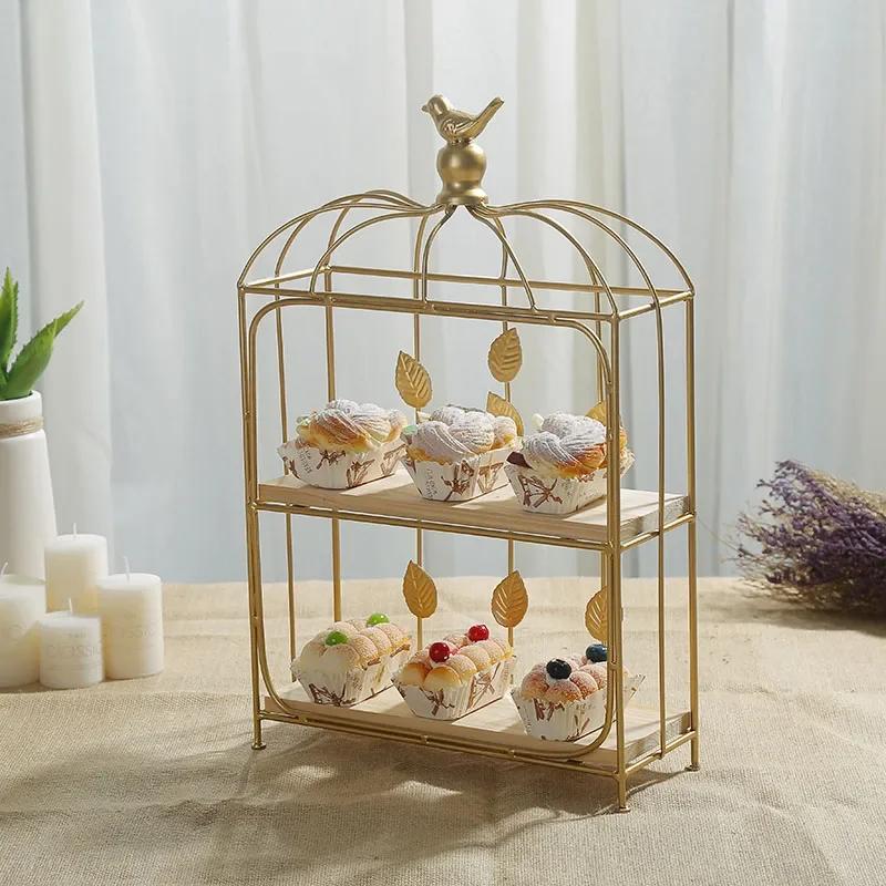 -Double Birdcage Wooden Desser - Food Snacks With Iron avis et prix
