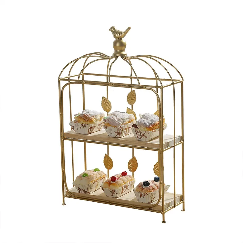-Double Birdcage Wooden Desser - Food Snacks With Iron avis et prix