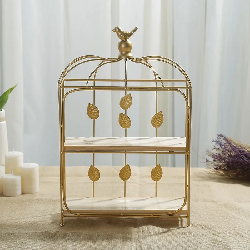 -Double Birdcage Wooden Desser - Food Snacks With Iron avis et prix