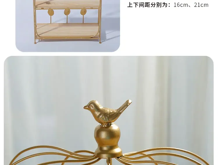 -Double Birdcage Wooden Desser - Food Snacks With Iron avis et prix