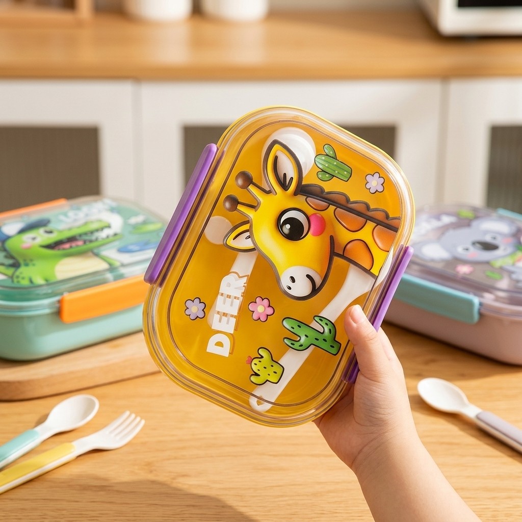Cute Cartoon Kids Lunch Box 4  - Food Snacks For School avis et prix