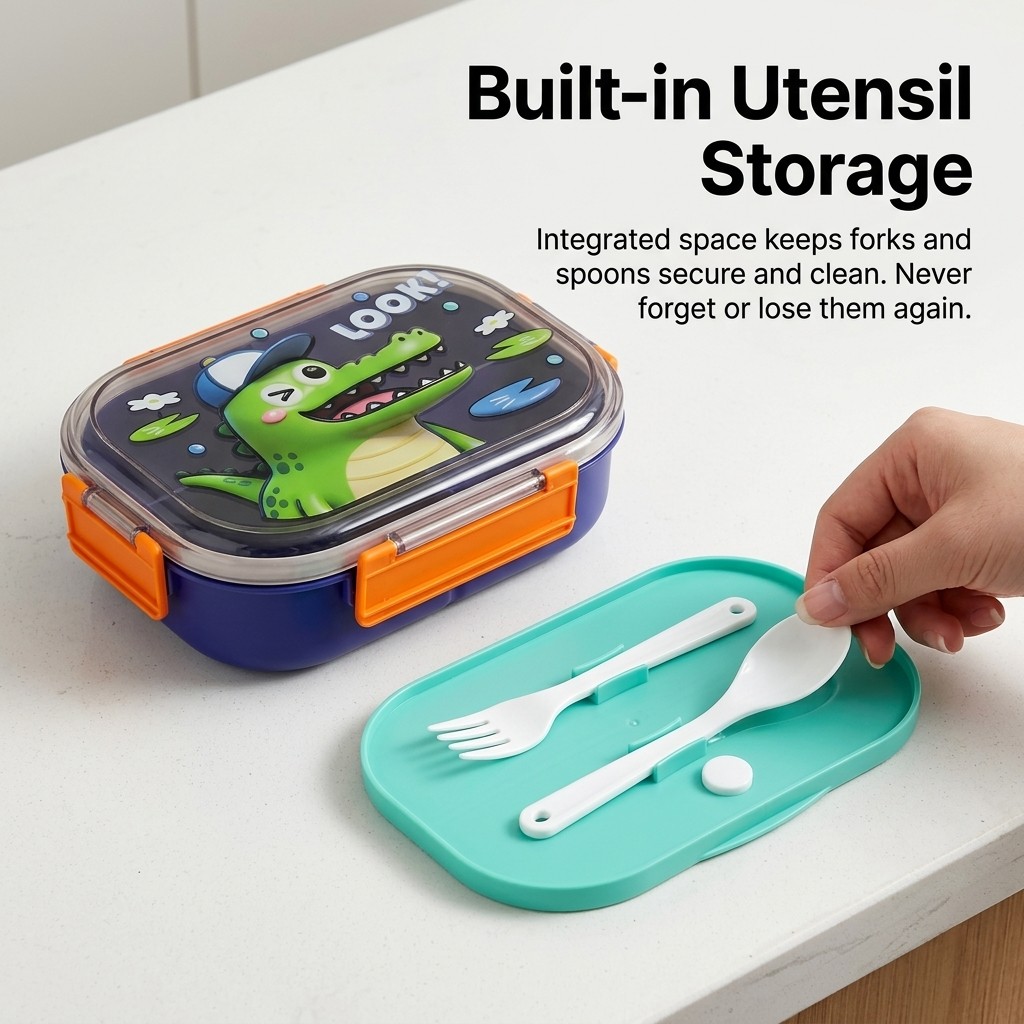Cute Cartoon Kids Lunch Box 4  - Food Snacks For School avis et prix
