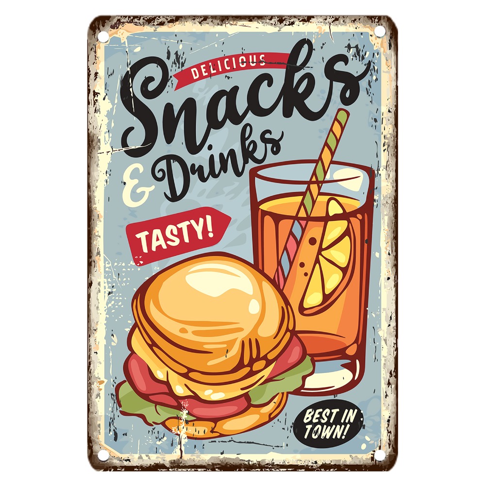 Vintage Food Metal Sign, 12x8  - Food Snacks With Iron avis et prix