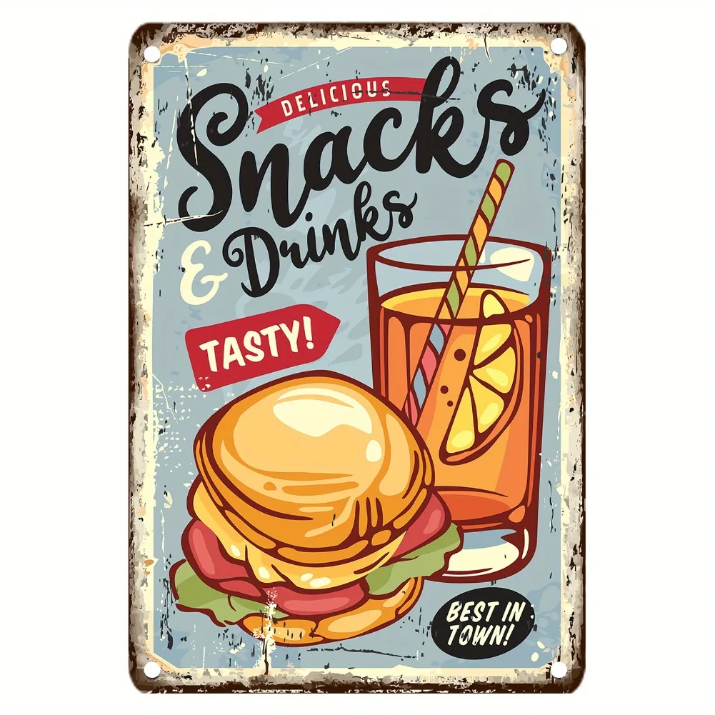 Vintage Food Metal Sign, 12x8  - Food Snacks With Iron avis et prix