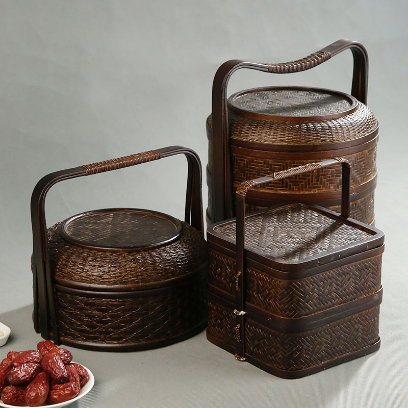 Bamboo Picnic Basket with Lid  - Food Snacks Hamper avis et prix