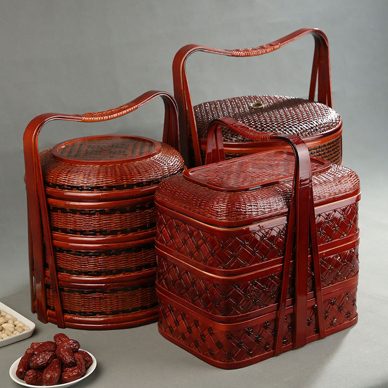 Bamboo Picnic Basket with Lid  - Food Snacks Hamper avis et prix