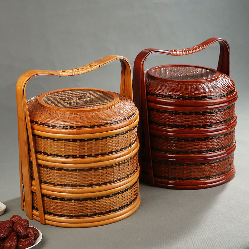 Bamboo Picnic Basket with Lid  - Food Snacks Hamper avis et prix