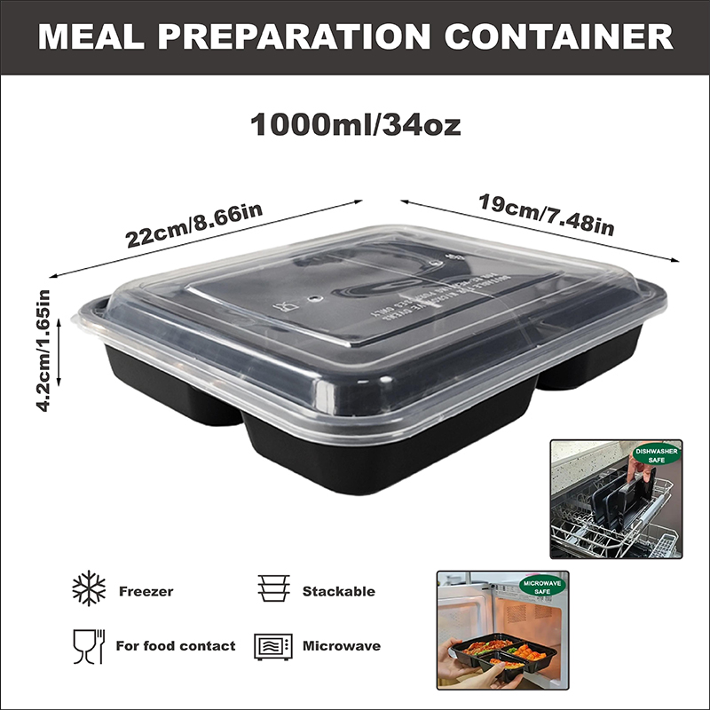 3-Compartment 34 Oz/1000 Ml, 1 - Food Snacks For School avis et prix